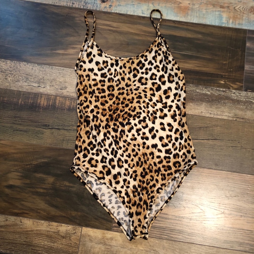 Full Tilt Leopard Print Tank Bodysuit in Brown and Black